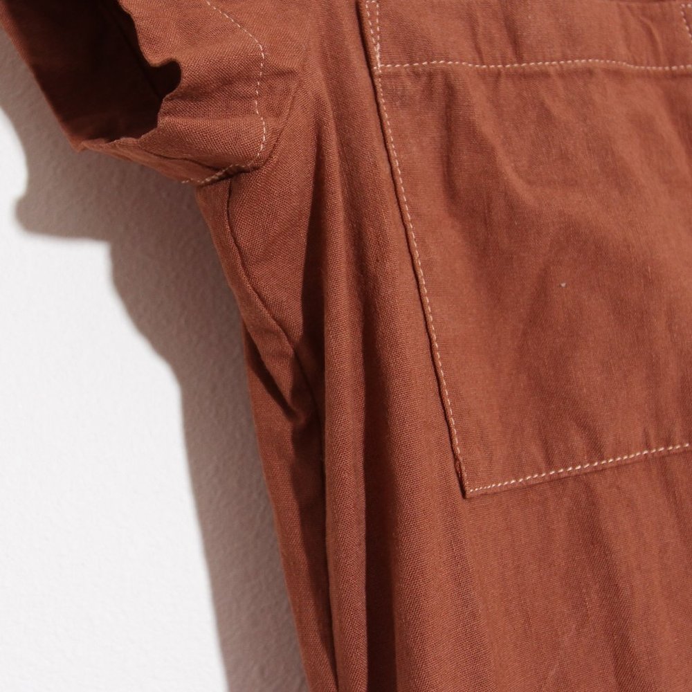 Theory Short Sleeve Shirtdress Linen Terracotta Soft Crunch Burnt Orange Size 4 - Picture 10 of 16